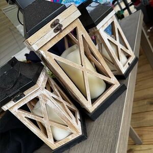 Rustic Black and Brown Lantern Set